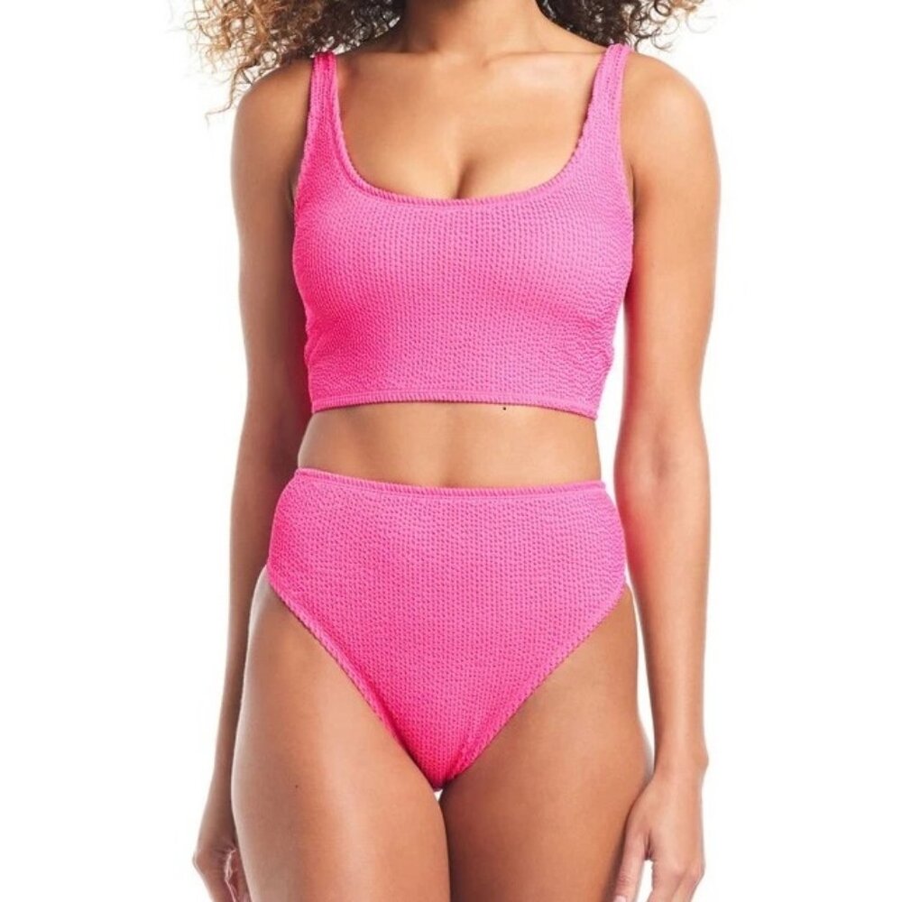 NWT Bar III Women's 2-Piece Bralette Bikini Swimsuit Set, Candy Pink